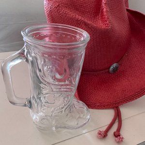 Vintage Glass Cowboy Boot Mug